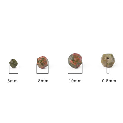 BEADIA Faceted Natural Unakite Stone Round Beads 8mm 36cm/Strand for Jewelry Making