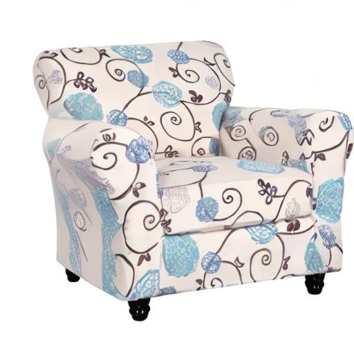 SearchI Stretch Sofa Cover Printed Couch Covers, Floral Pattern 2 Piece Armchair Slipcover with Separate Chair Cushion Cover, Washable Furniture Protector for Living Room(Armchair, Ball Flower)