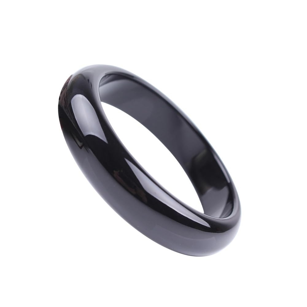 Natural Black Jade Bangle Bracelet for Women Good Luck Chinese Feng Shui Bracelet with Box Elegant Black Jade Stone Bangle Yoga Meditation Mother Birthday Gift (xi black1, 62-63)
