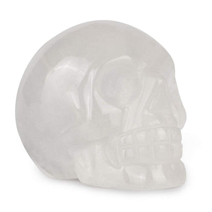 Artistone 2.0" Clear Quartz Crystal Skull Head Decor Statue Healing Stones,Hand Carved Gemstone Skull Figurine Stone for Halloween Carnival Party,Personality Bar,Home,Office