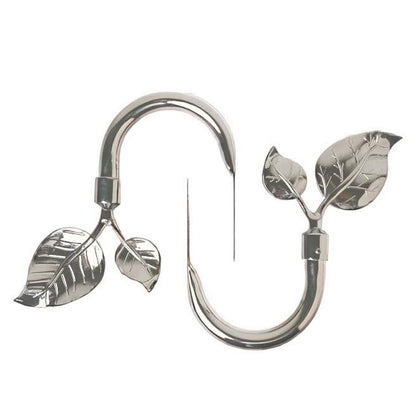 Rbeusau Leaf Shaped Heavy Duty Curtain Holdbacks, Traditional Style Handmade Metal Curtain Tiebacks for Wall, Set of 2 Window Curtain Tieback Hooks for Drapes Window Home Decoration (Nickel)