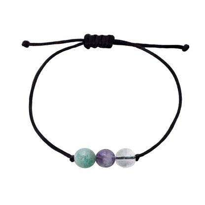 BOHO GARDEN Healing Crystal Bracelet for Emotional Healing - 3 Real Natural Gem Stones - Adjustable, Beaded Bracelets for Men, Women, Teens - 8mm Bead