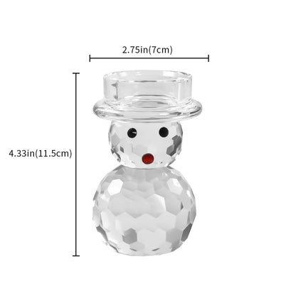 2 Pcs Crystal Christmas Candle Holder Snowman Christmas Candlestick with Cute Shape Home Table Decorations for Winter Xmas Farmhouse Kitchen Decor