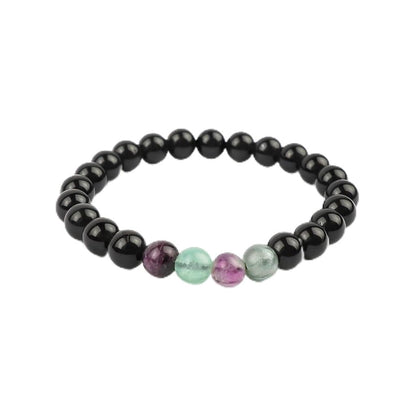 PRECIOUS PEBBLE Obsidian, Tourmaline & Fluorite Bracelets, Natural 8mm Crystal Beads, Handmade Stretch Bracelet for Men & Women – Symbolic Gift Accessory for Balance & Grounded Style