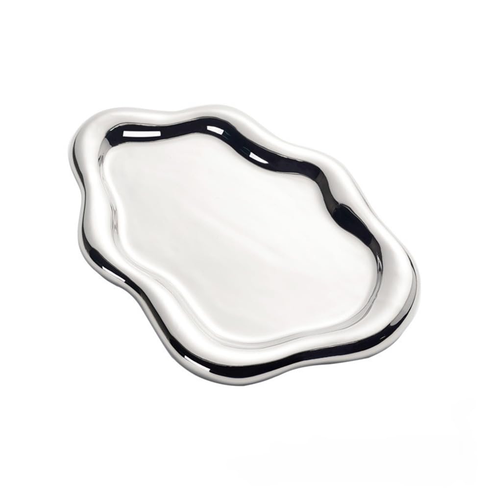 JungleRed Jewelry Tray, Ceramic Tray, Trinket Dish, Cloud Jewelry Dish, Ring Key Dish, Birthday, Mother's Day, Christmas, Thanksgiving Gifts for Women Friends(Silver), Silvery