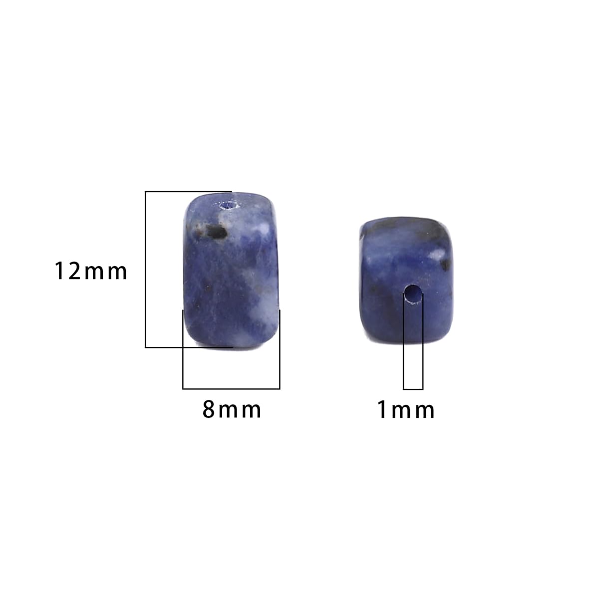 BEADIA Natural Blue Sodalite Cuboid Stone Loose Semi Gemstone Beads for Jewelry Making 8mmx12mm 38cm/Strand