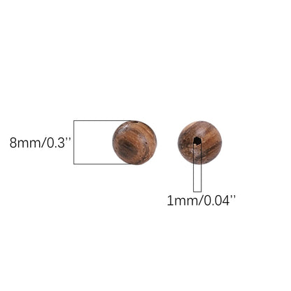 Beadia Natural Tiger Skin Sandalwood Beads 8mm Round Rosewood Beads for DIY Mala Prayer Necklace Bracelet Making 3.5oz