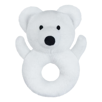Doindute Baby Polar Bear Soft Rattle Toy, Polar Bear Plush Infant Shaker Rattle Easy-Grasp Stuffed Animal Toy, Gifts for Newborns Babies Toddlers Boys Girls, White, 5 Inches