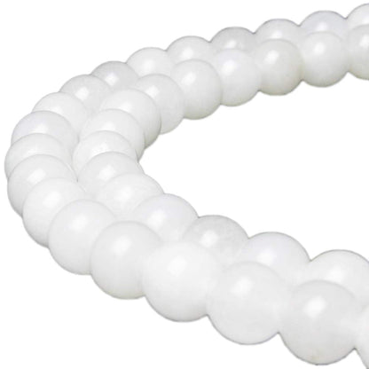 MJDCB Beads for Energy Bracelets Yoga Bracelet DIY Bracelet Natural Stone Beads White Jade 60 Pieces, 6mm