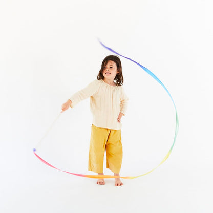 Sarah's Silks Rainbow Streamer - 8' Long Twirling Ribbon Wand for Kids | Montessori and Waldorf Toys