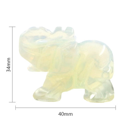 Ouubuuy Opalite Crystal Elephant Pocket Guardian Figurine Elephant Statue 1.5 inch for Healing Reiki Spiritual Gift Cute Meditation Office Room Desk Decor