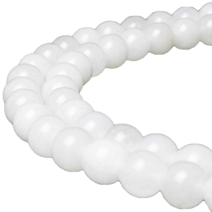 MJDCB Beads for Energy Bracelets Yoga Bracelet DIY Bracelet Natural Stone Beads White Jade 60 Pieces, 6mm