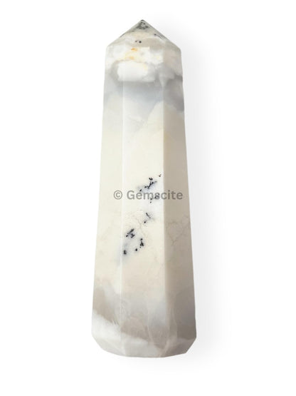 WholesaleGemShop 3 Inch (70 mm) Gemstones Dendrite Opal Obelisk Tower Jumbo Facet Aura Rock Crystal Natural Polished Earth Wand Spirit