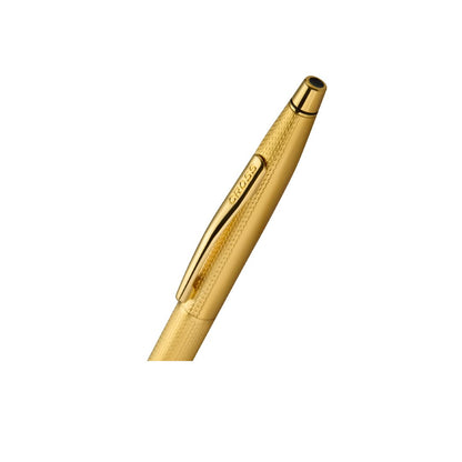 Cross Classic Century 23KT Gold Plated Engraved Diamond Pattern Ballpoint Pen - Refillable Pen for Effortless Writing - Black Ink - Durable Construction - Premier Distinctive Look - Gift Ready