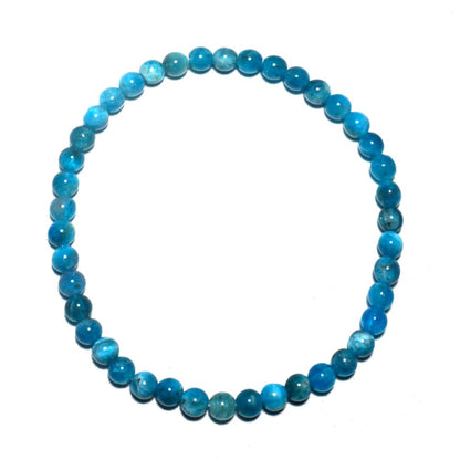 4MM Blue Apatite Bracelet for Unisex | Natural Third Eye & Throat Chakra Crystal Stone for Future, Feng Shui, Meditation, Divination, Amulets | Anxiety Stress Relief | fits for small wrist size