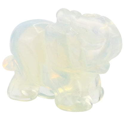 Ouubuuy Opalite Crystal Elephant Pocket Guardian Figurine Elephant Statue 1.5 inch for Healing Reiki Spiritual Gift Cute Meditation Office Room Desk Decor