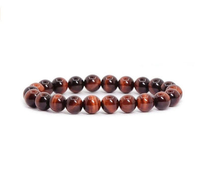 Adabele Real Natural Red Tiger Eye Gemstone Beaded Bracelet 7.5 inch Stretch Chakra Healing Crystal Stone Jewelry Women Mom Gift (Unisex) GB8-B43