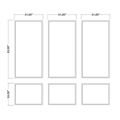 Birdeco Wall Molding Kit, Pre-Cut Wainscoting Panels, Ready to Assemble Moulding Trim for Accent Interior Decor, Easy Install for Living Room, Bedroom, Corridor & Office (3 Top & 3 Bottom Frames)