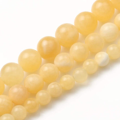 Yochus 45pcs Yellow Jade Beads，8mm Healing Power Natural Stone Round Loose Beads for Jewelry Making Earring Necklace DIY Crafts