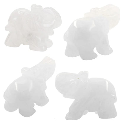 Ouubuuy Clear Crystal Elephant Pocket Guardian Figurine Elephant Statue 1.5 inch for Healing Reiki Spiritual Gift Cute Meditation Office Room Desk Decor