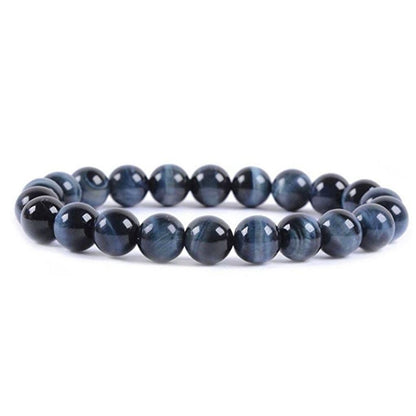 Adabele Real Natural Grade A Dark Blue Tiger Eye Gemstone Beaded Bracelet 8 inch Stretch Chakra Healing Crystal Stone Jewelry Energy Quartz Rock GB8-C42