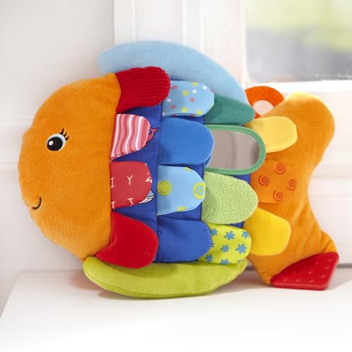 Melissa & Doug K’s Kids, Flip Fish Stuffed Animal, Soft Baby Book, Multi-Textured Squeaking & Crinkling Infant Sensory Toys for Babies with Baby Mirror, Tummy Time Toys for Infants Ages 0–9 Months