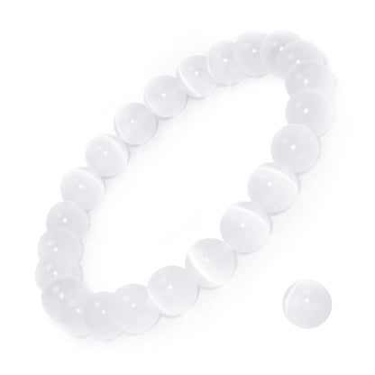 DAZCOLO 8mm Natural Gemstone Stretch Bracelet, Handmade Unisex Crystal Bracelets for Meditation, Yoga, Spiritual Healing & Positive Energy (Selenite)