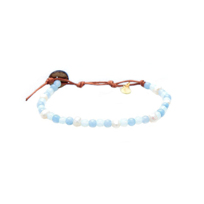 Lotus and Luna 4MM Energy Chakra Healing Bracelet with Real Stones Jade, Pearl, Rose Quartz, Amethyst, Moonstone (Intuition + Self Love)