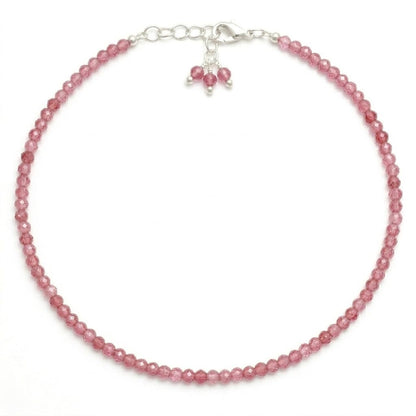 Gempires Pink Tourmaline Dainty Bracelet for Women | Handmade 2.5 mm Faceted Beads | Minimalist Stacking Jewelry | Adjustable Lightweight Design | Love Stone Gift