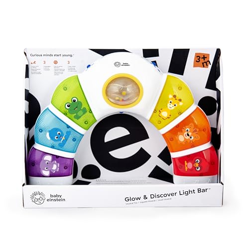 Baby Einstein Glow & Discover Light Bar Musical Toy, Activity Station, Sitting Up and Tummy Time Toy, Color and Animal Learning Toy, Infant Ages 3 Months+