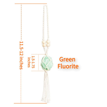 VNVETYTO Natural Green Fluorite Meditation Healing Crystals Feng Shui Hanging Ornament for Car, Window, Home Decor