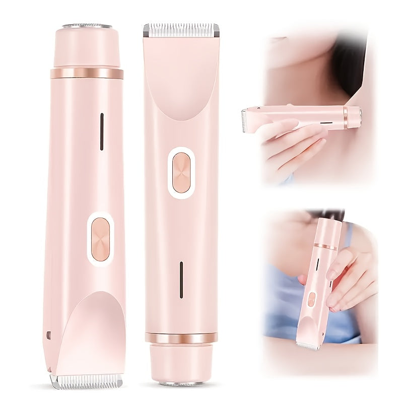 [2in 1 Bikini Trimmer] 2in 1 Rechargeable Bikini Trimmer for Women | Painless Body Razors And Facial Hair Remover for Bikini Leg Body Face Underarm, Cordless Body Shaver for Trip, Replaceable Lady Facial Razor, Mother& New Year's Day Gifts