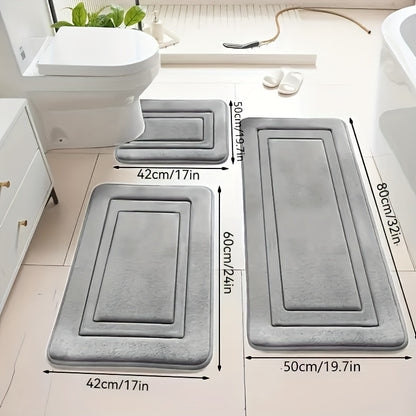 3-Pack Ultra Absorbent Bath Mats | Non-Slip Bathroom Rugs, Soft and Comfortable Polyester, Rectangle Shape, Machine Made, Universal Holiday Use