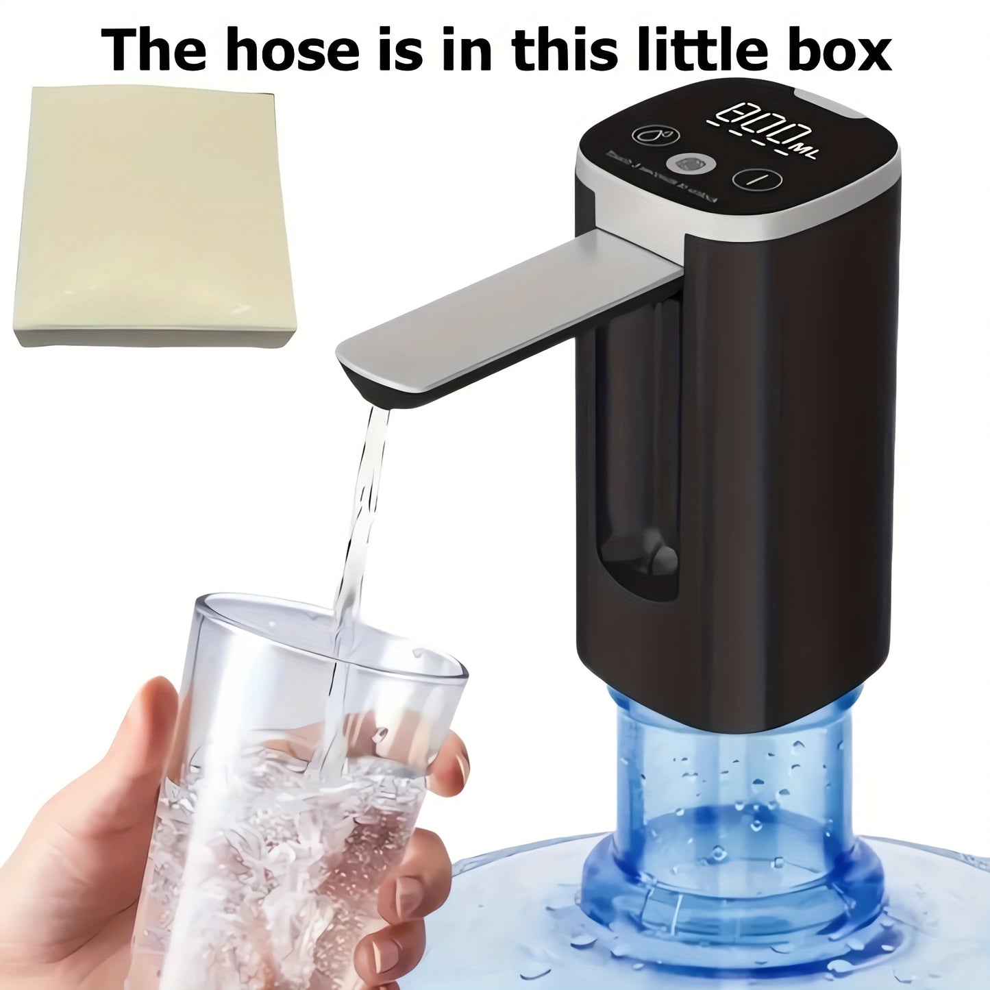 Water Dispenser Pump for 5 Gallon Bottle - Digital Display, Type-C USB Charging, Portable Electric Water Pump, Foldable Spout, Quantitative & Continuous Water Dispensing