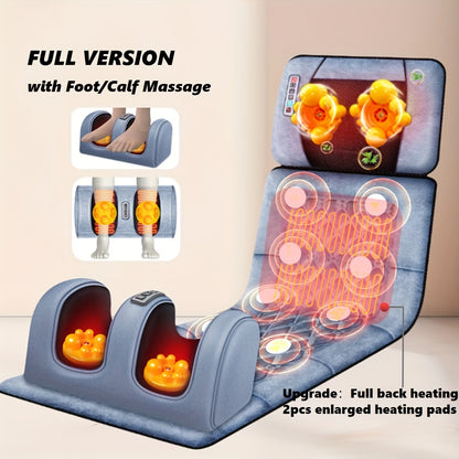Full Body Massage Pad, 10-zone Wave Vibration, Kneading Massage Pillow, Foot Calf Massage, Back Hot Compress, Storage Bag Included. Mother's Day Gift, Fathers Day Gif