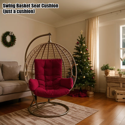 Bohemian Swing Chair Cushion with Removable Cover - Heavy-Duty All-Weather Indoor/Outdoor Seat Pad, Dark Grey/Light Grey, Soft Padding for Hanging Chairs, Balcony, Garden, Patio Furniture (Compatible with Hammocks, Pillows Not