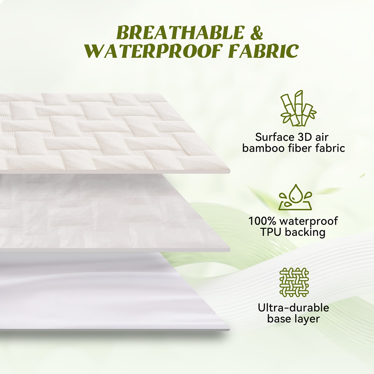 1pc Waterproof Quilted Fitted Sheet - Soft, Breathable & Durable Mattress Protector, Polyester &Bamboo Material, No Pillowcases Included, Waterproof Bedding | Modern Bedroom Decor | Pu Waterproof Layer, Mattress Protector Waterproof