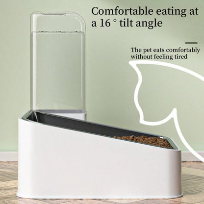 LocalTwo-In-One Automatic Cat Water Dispenser Set-Detachable, Washable, Automatic Feeding Station, Indoor Cat Food Bowl