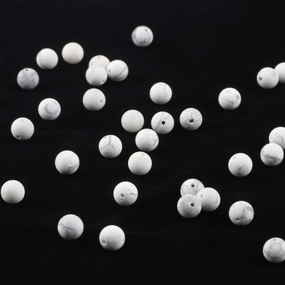 NITOPUPU 100Pcs 8mm Natural Matte Howlite Beads Round Loose Gemstone Stone Beads for Jewerly Making with Crystal Stretch Cord