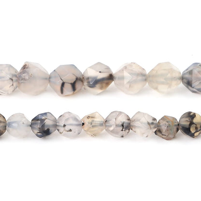 BEADIA Faceted Natural Black Dragon Agate Stone Round Beads 8mm 36cm/Strand for Jewelry Making