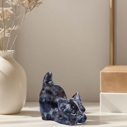 DZJXBZhu Flame Stone Cat Crystal Statue Healing Crystal Reiki Meditation Pocket Gem Guardian Sculpture Home Study Table Desk Decor Collection Gift for Loved Ones