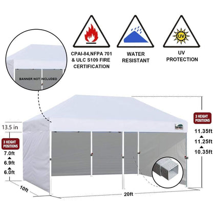 Eurmax USA 10x20 Pop Up Canopy Tent,Commercial Tent with Patented No-Tip Rolling Bag,4 Zippered Removable Walls,UV & Water Resistant Canopy Top,Heavy Duty Outdoor Gazebo,Instant Shelter(Red)