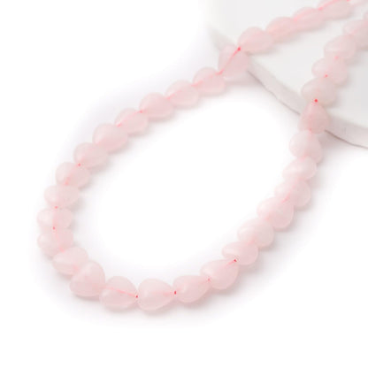 Natural Heart Shaped Rose Quartz Stone Beads 10mm Loose Crystal Healing Beads for DIY Necklace Bracelet Making Gemstone Craft Supplies