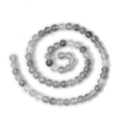 CHEAVIAN 60PCS 6mm Natural Cloud Crystal Gemstone Round Loose Beads Crystal Energy Stone Healing Power for Jewelry Making 1 Strand 15"