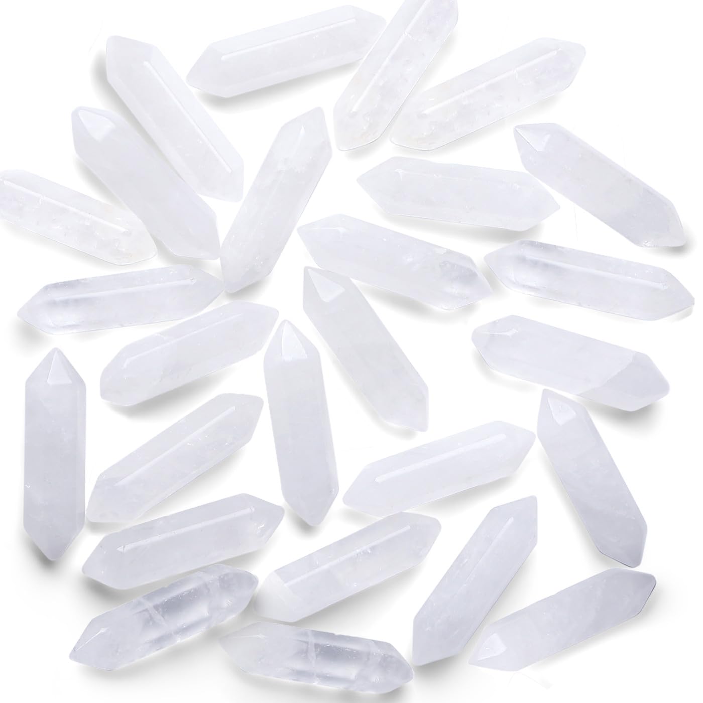 10 PCS Clear Quartz Healing Crystals Wands Polished Tumbled Stones Bulk Natural Hexagonal Pointed Reiki Energy Balancing Meditation Therapy Chakra Wand Set Christmas Gift Stocking Stuffers