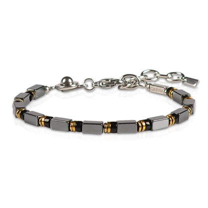 Casvia Hematite & Obsidian Bracelet for Men, GritChain Adjustable Stainless Steel Beaded Bracelet, Easy to Wear Chakra Jewelry, Ideal Gift for Dad, Husband, Boyfriend
