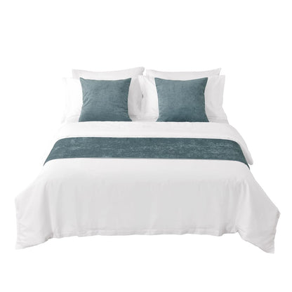 AMBERIS Bed Runner Blue, Chenille Soft No Fading Modern Bed Scarf (Pillowcases Sold Separately)