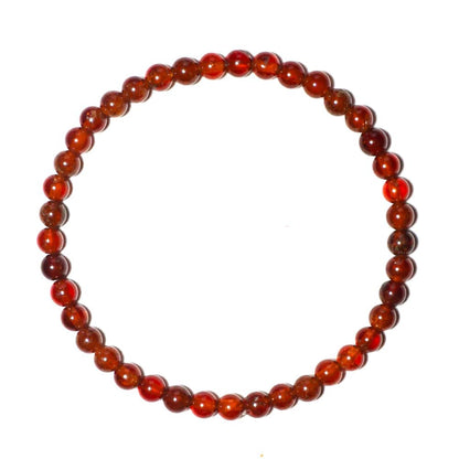 Natural Orange Garnet Bracelet 4mm | Sacral Chakra Crystal with Leather Pouch, Gift Box & Repair Kit | Fits 6.5-7 inch Wrist
