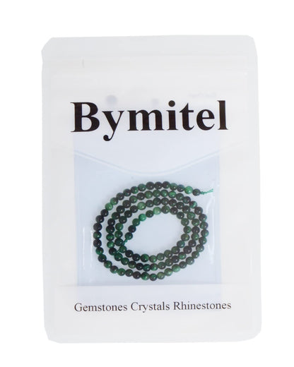 Bymitel 90 pcs Round Loose Stone Beads Gemstone Spacers for Charm DIY Jewelry Making 15.5" per Strand 4mm (Green Tiger's Eye, 4mm)