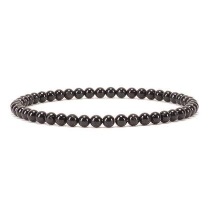 Cherry Tree Collection - Small, Medium, Large Sizes - Gemstone Beaded Bracelets For Women and Men - 4mm Round Beads (Black Tourmaline, Medium)